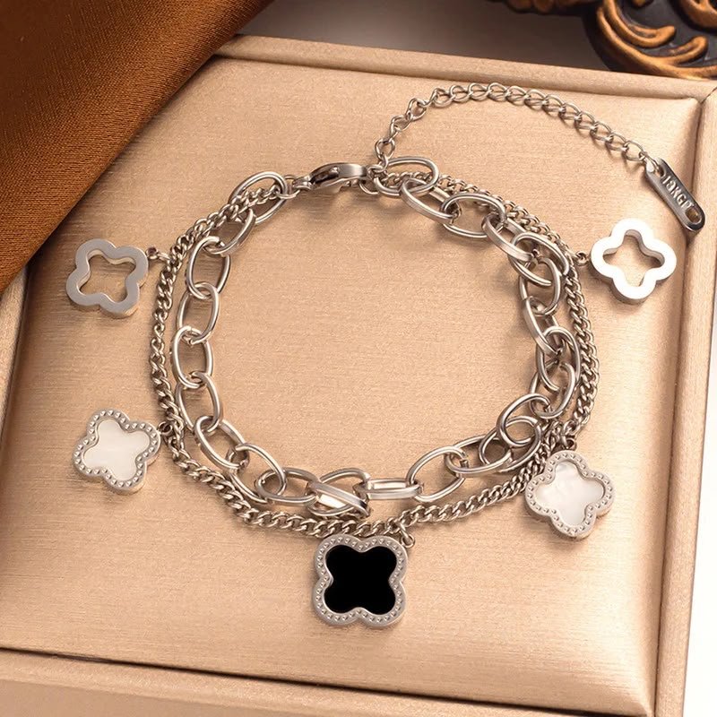 Clover Charm Layered Bracelet