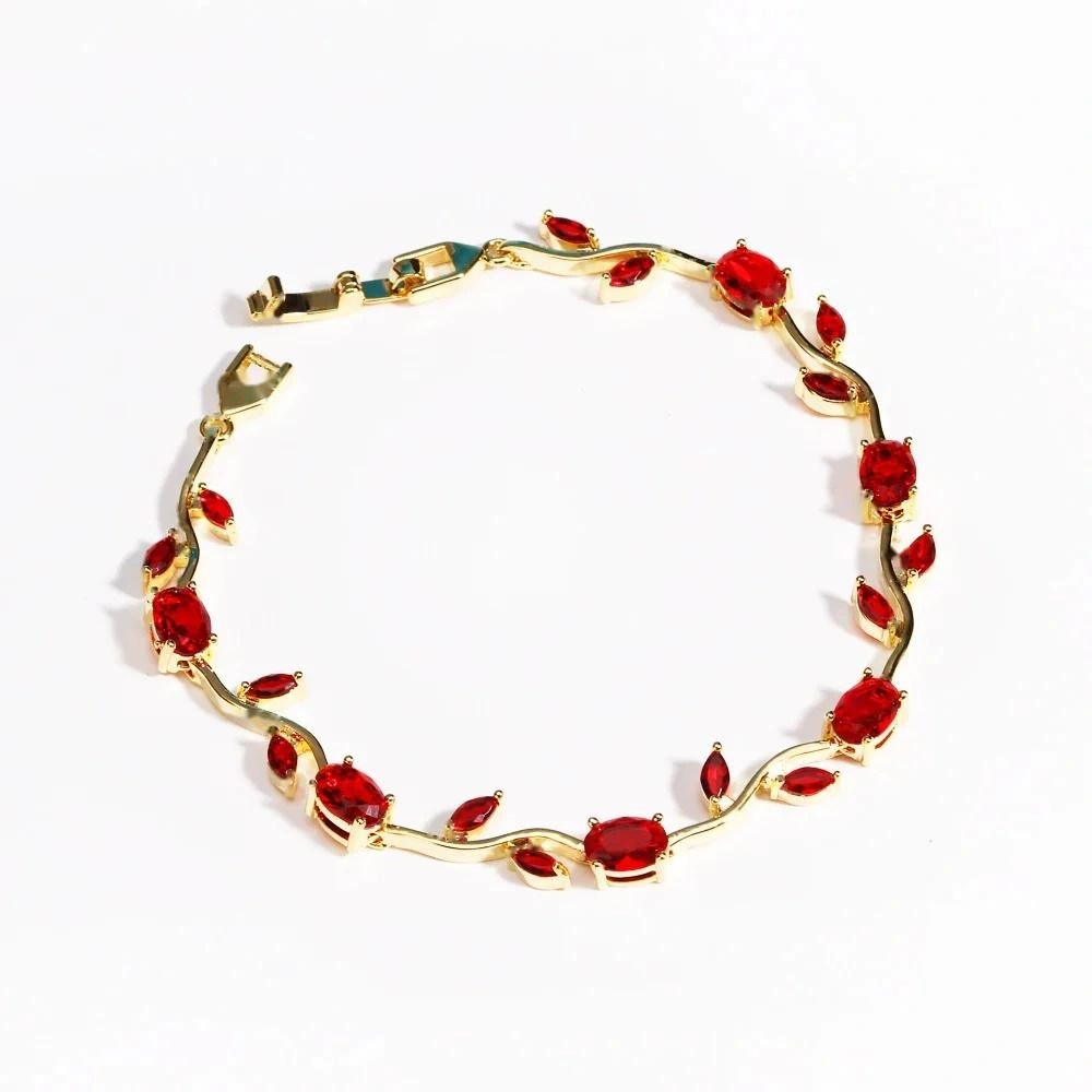 Gold Red Crystal Vine Bracelet