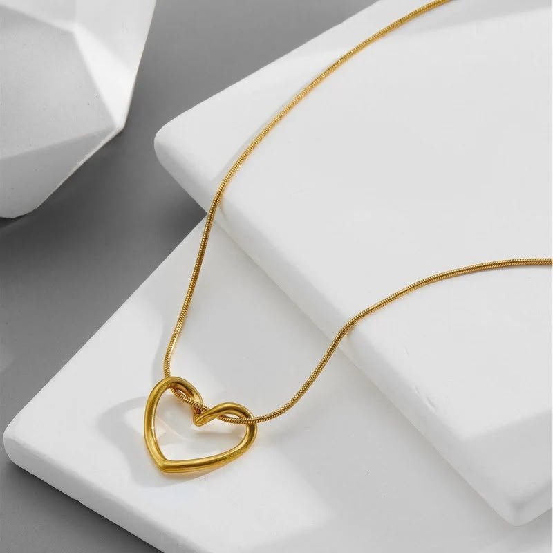 Golden Knotted Open Heart Necklace
