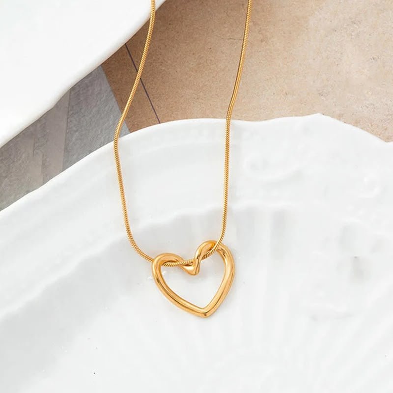 Golden Knotted Open Heart Necklace alternate view 4