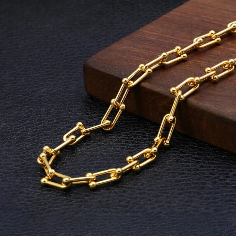 Golden Rope Link Statement Necklace