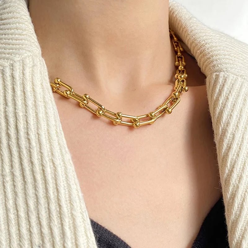 Golden Rope Link Statement Necklace alternate view 4