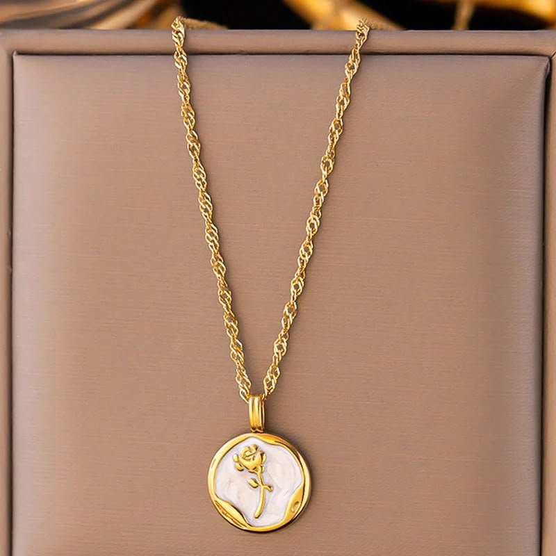 Golden rose medallion necklace from DELO Lifestyle
