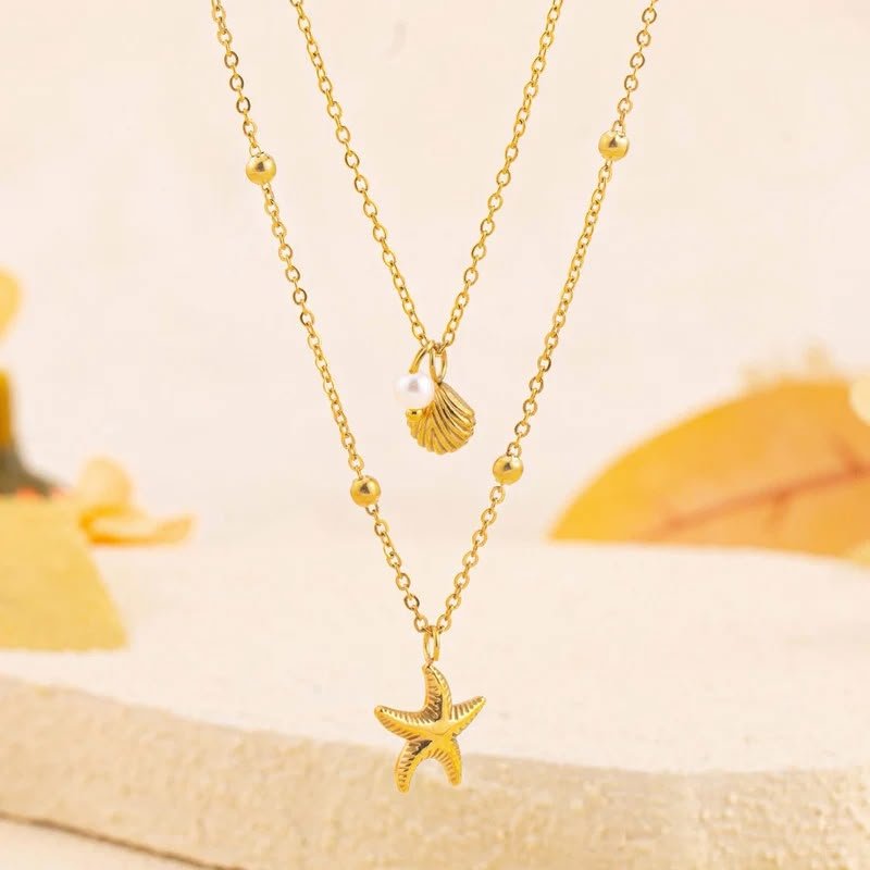 Golden Seaside Star Layered Necklace alternate view 3