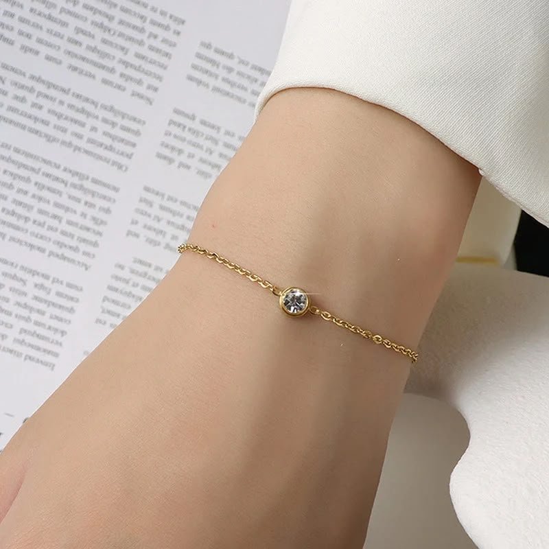 Golden Solitaire Crystal Bracelet