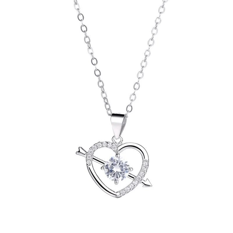 Silver Arrow Heart Pendant Necklace
