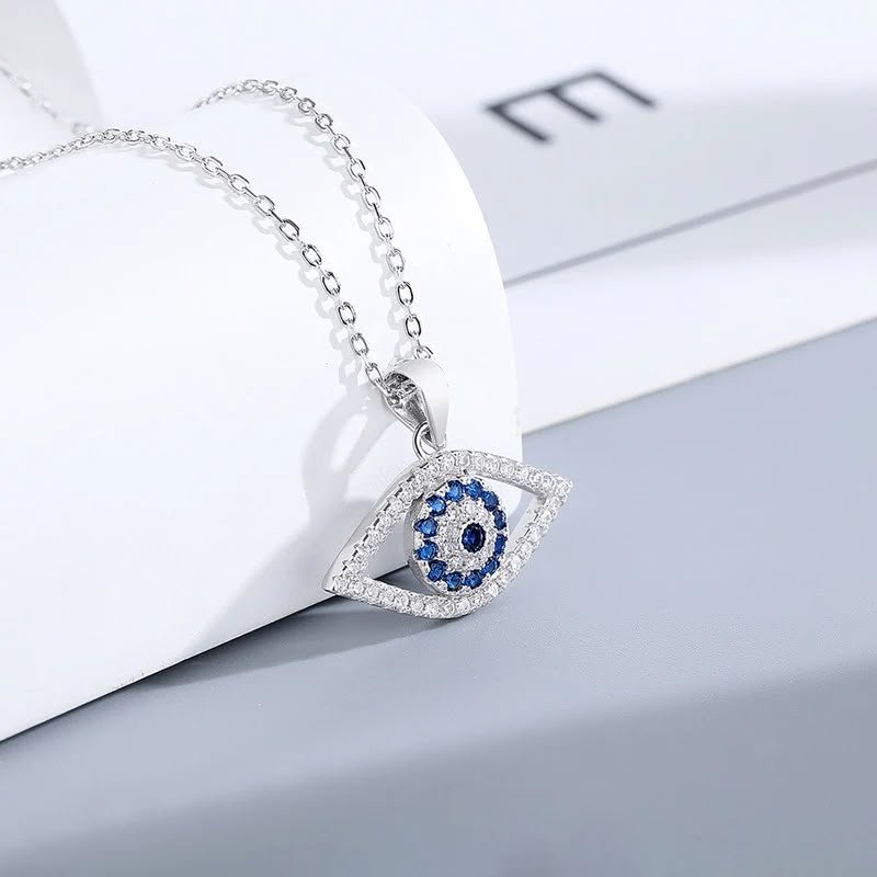 Silver Evil Eye Crystal Pendant