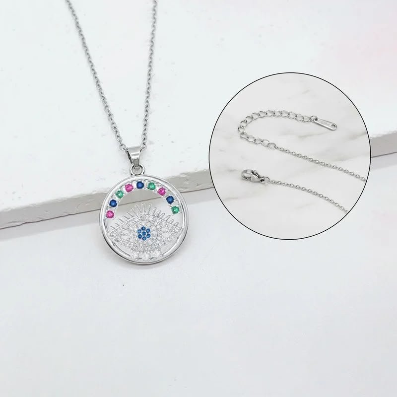 Silver rainbow evil eye pendant from DELO
