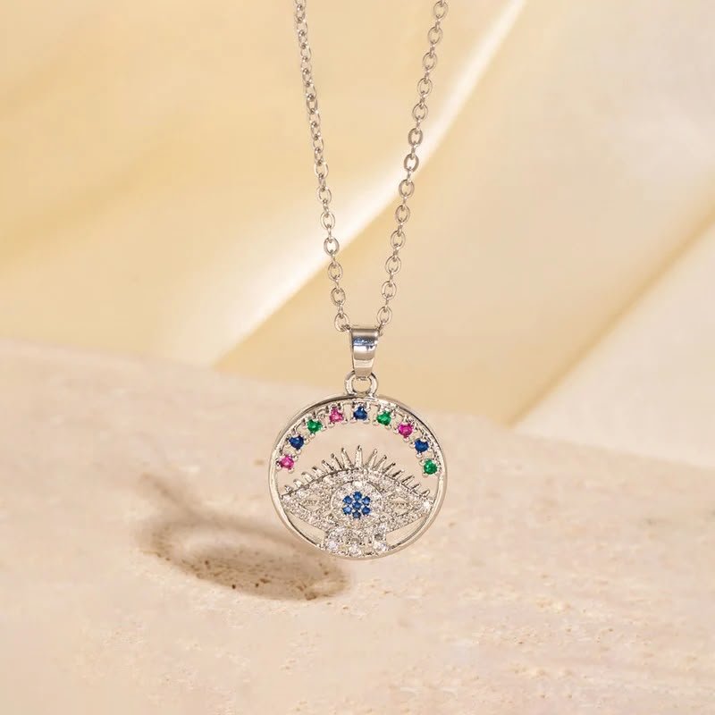 Silver Rainbow Evil Eye Pendant product view